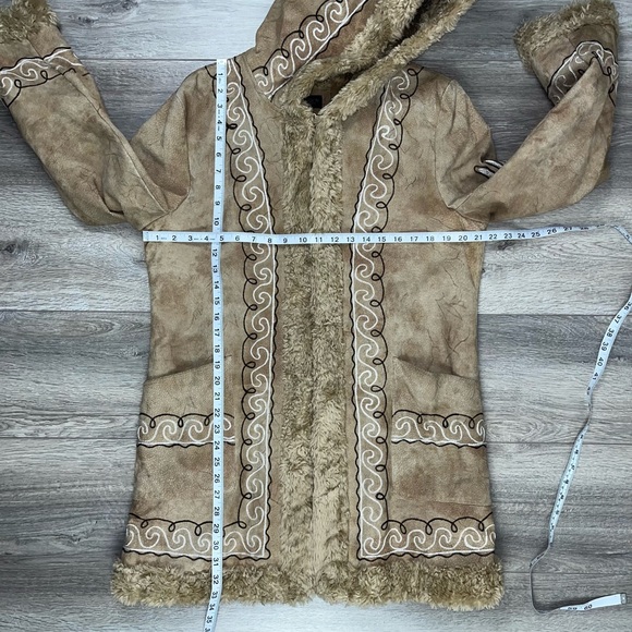 NWOT Penny Lane Shearling Hooded Leather Winter Coat Large - Picture 5 of 16